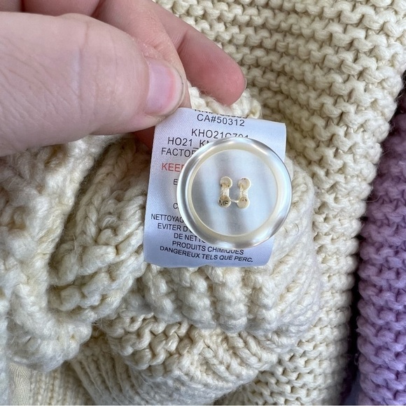 FOR LOVE & LEMONS Kerry Cropped Chunky Cardigan, Yellow, Pink, Aqua, Size Medium - Picture 8 of 9